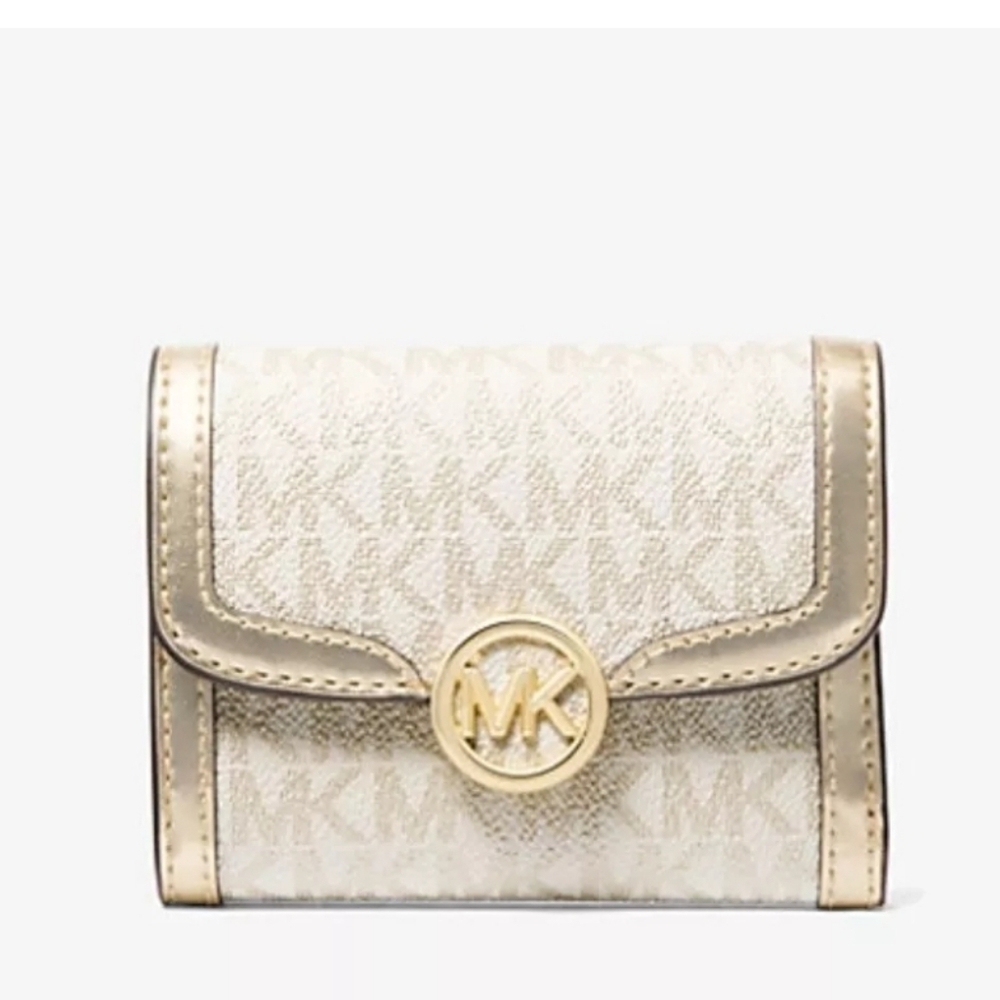 Michael Kors Leida Small Metallic Signature Logo Wallet
